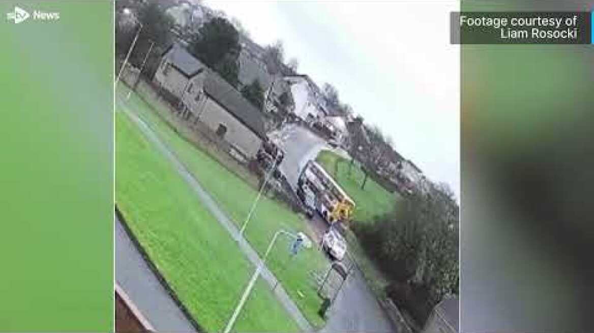 School bus smashes into multiple cars after 360 degree skid on ice