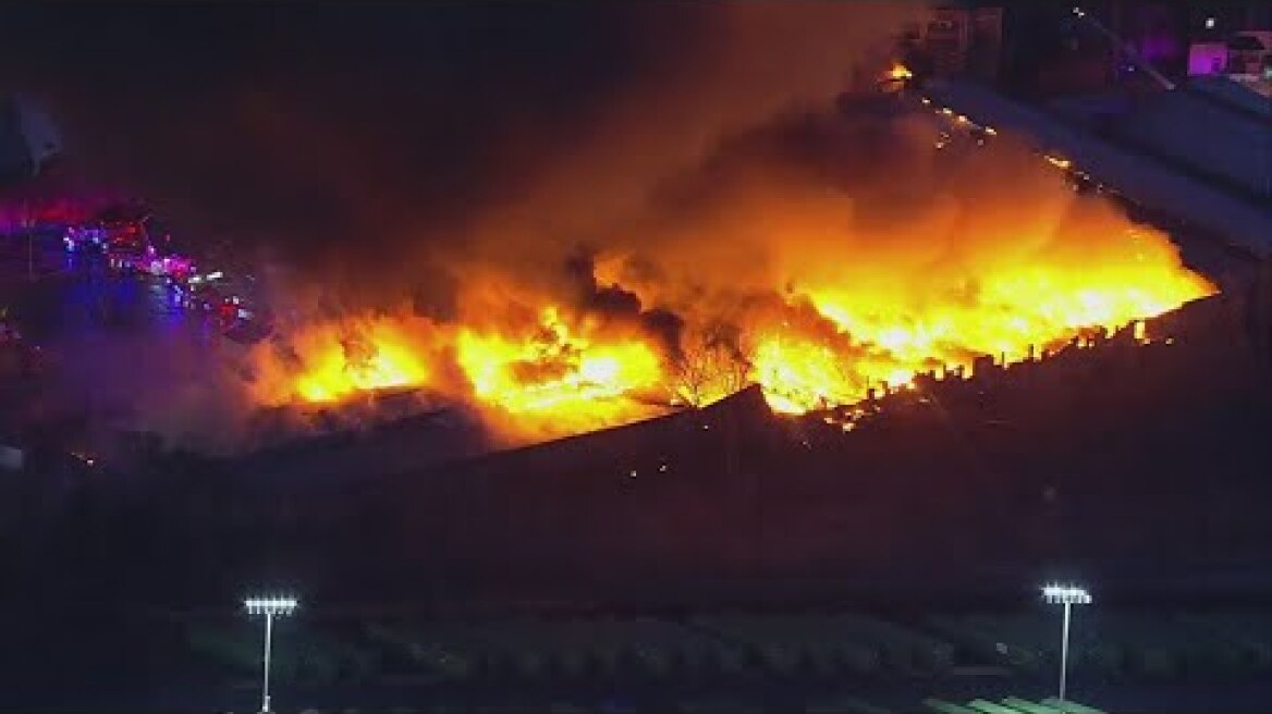 Massive fire engulfs New Jersey warehouse