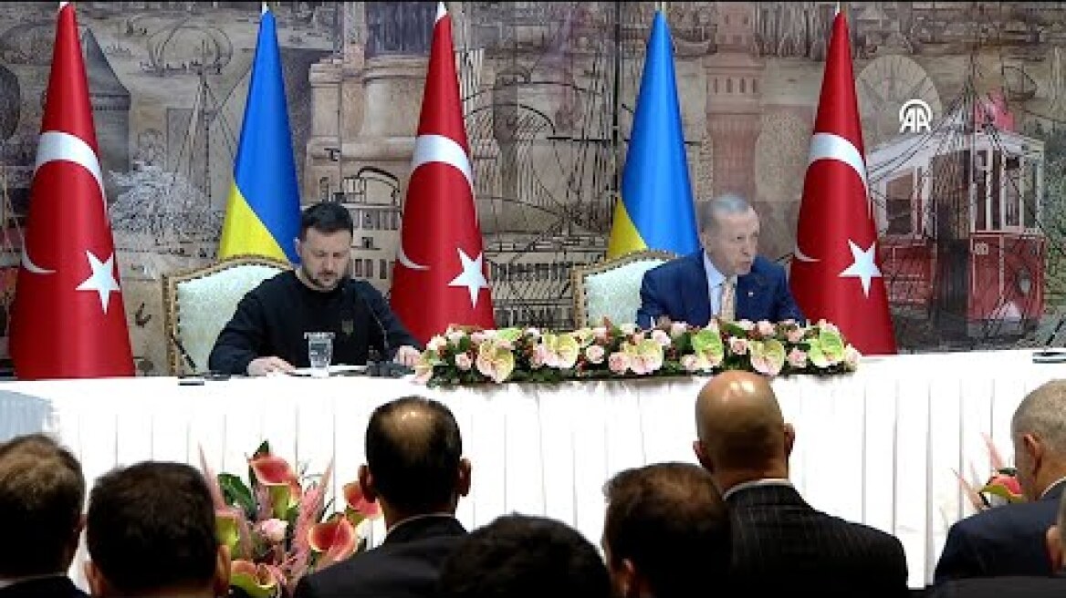 President Erdogan holds presser with his Ukrainian counterpart Volodymyr Zelenskyy in Istanbul