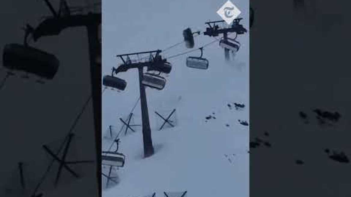 Ski lift passengers rush to safety as strong winds toss gondolas into the air in Italy