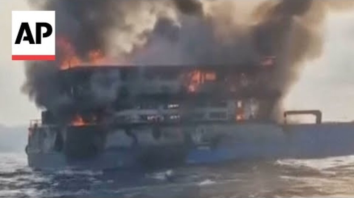 Dramatic video shows fire sweeping through ferry in Thailand